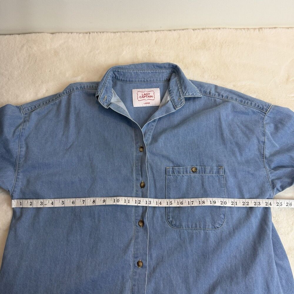 Lady Captain Luckenbach Chambray Mini Dress Long Sleeve Women’s L - Picture 12 of 15